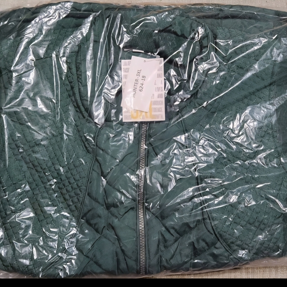 Green Quilted Vest, 3X, Nwt